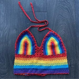 Hand Made Crop Top with Adjustable Straps, Size S/M